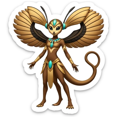 Ancient Epic Legendary Egyptian Exotic Colorful Tropical Meloetta-Venom-Heliolisk-Helioptile-fusion, full body, tribal markings  sticker