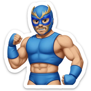crea luchador con máscara azul sticker