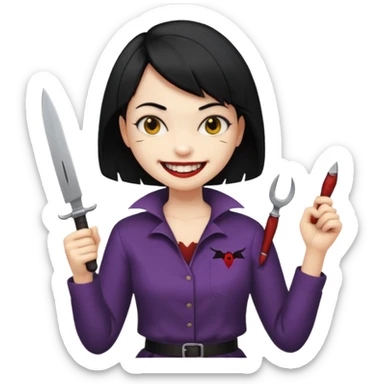 a girl classic smiley with a nife on the bach and vampire theet sticker