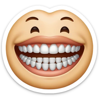 an emoji with his theeth in silver, dragging down his lips sticker