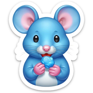 raton comiendo gomita redonda azul sticker