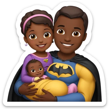 batman holding baby daughter sticker