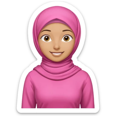 tan skin, hijabi young women in pink hijab, going for walk in active wear clothing sticker