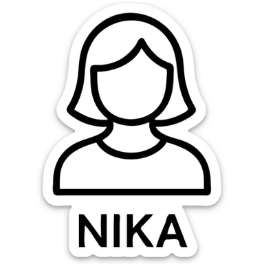 icon of a person named Nika, simple and modern, minimal color, clean lines sticker