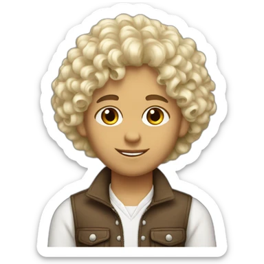 Garcon peau blanche cheveux bouclés sticker
