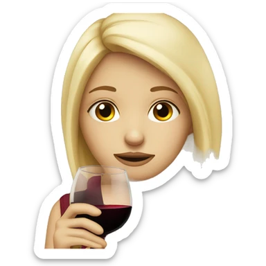sad blonde girl drinking red wine sticker