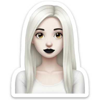 pale skin goth girl black hair sticker