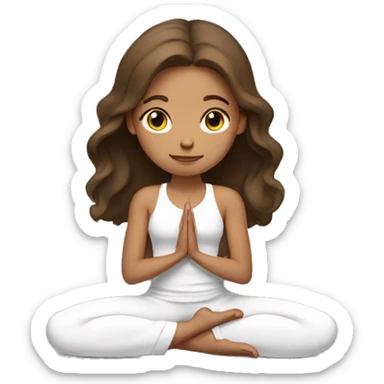 brown haired girl with light skin doing yoga sticker