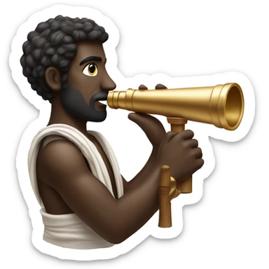 Dark skinned ancient Greek sailor holding a telescope sticker