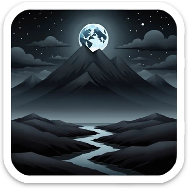 dark and eerie scene, the entire world covered in darkness. The sky is deep black with no stars or light, no moon, no glow just total void and silence. The atmosphere feels ominous and unsettling, as if darkness has swallowed everything. No characters, no visible light sources sticker