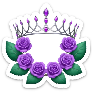 Purple rose with silver tiara and a purple emblem leaf wreath sticker