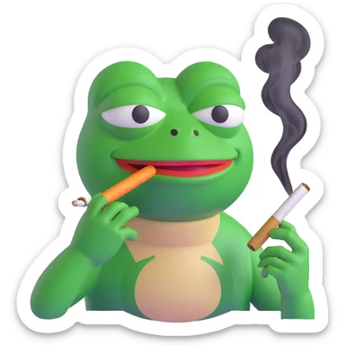 pepe the frog smoking a joint, 3d emoji style sticker