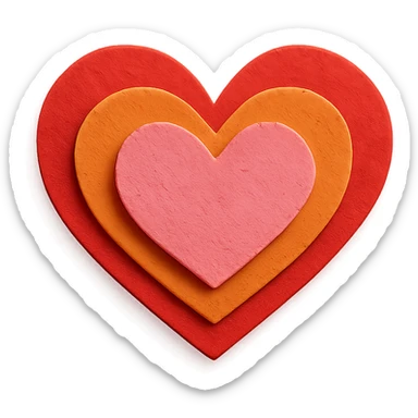 heart with layered paper craft look sticker