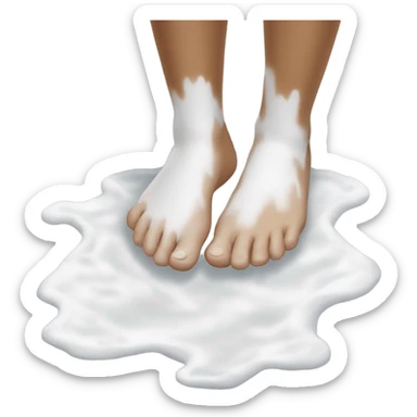 Barefeet balancing in white paint puddle sticker