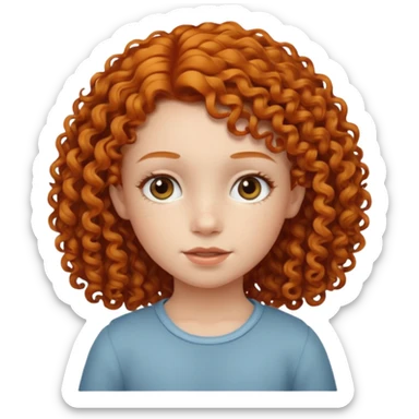 girl child with ginger curly hair sticker