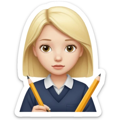 Blonde girl studyng sticker