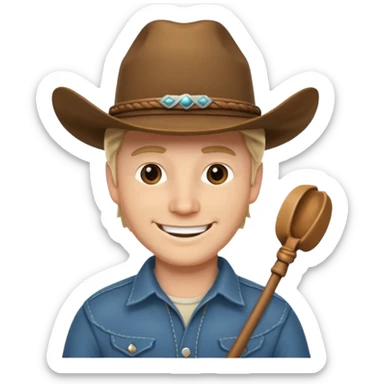 Give this emoji 🤠 a whip make it a white guy  sticker