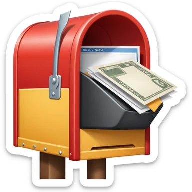 petit personnage qui envoie un courrier dans une grosse boite aux lettres sticker