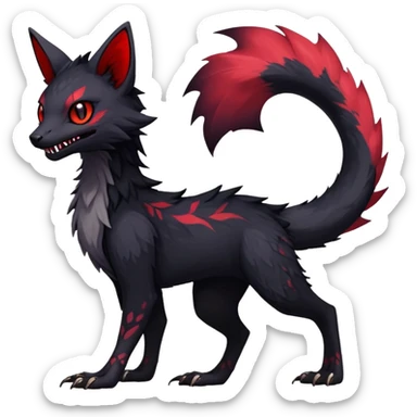 Rare realistic exotic edgy dark gothic gloomy epic pretty beautiful handsome gorgeous aesthetic colorful vibrant Vernid-Trico-species-Fakemon-creature by LiLaiRa, 4 legs, 1 tail, random markings, (full body) sticker