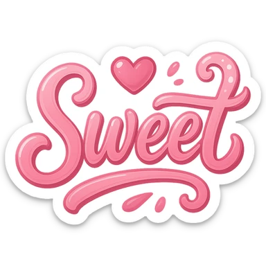 the word 'sweet' in a creative, pink-themed style, remove background sticker