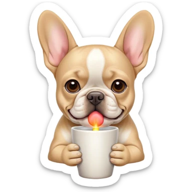 Bull dog francés wearing a cup  sticker