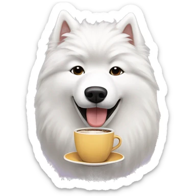 Samoyed dog drinking coffee sticker