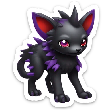 Cute cool dark punk gothic futuristic black red purple animal hybrid Fakemon full body sticker