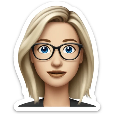 Shoulder length Balayage pale beautiful corporate woman with glasses and blue eyes sticker