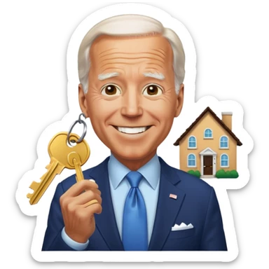 Joe Biden with keys to a new house sticker