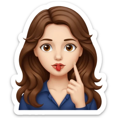 I want her hair to be long, wavy, brown, and fair-skinned, and for her to put her finger on her lips. sticker