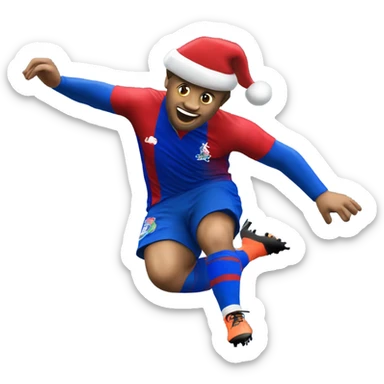 Crystal Palace football player scoring a goal with a Santa hat sticker