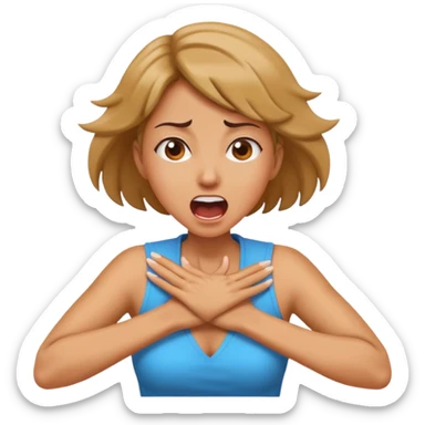 Arms crossed hands around neck screaming woman sticker