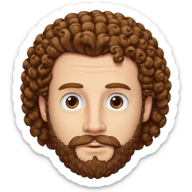 Create a white man with curly brown hair and  Van Dyke lawer sticker