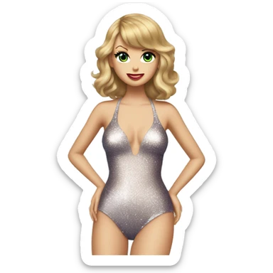 Taylor swift in sparkly one piece bathing suit and heels sticker