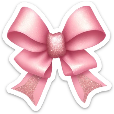 light pink ribbon bow, glitter, with shimmering star on it sticker