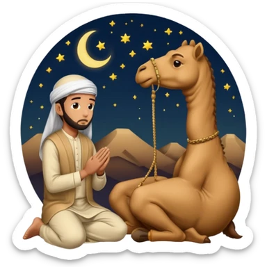 Muslims pray with our side camel and night  sticker