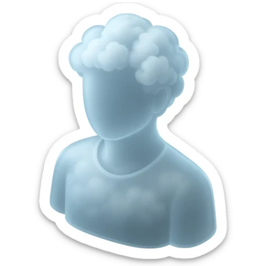 A person from the shoulders up, entirely composed of fluffy white clouds sticker