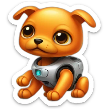 tiny orange baby robot dog sticker