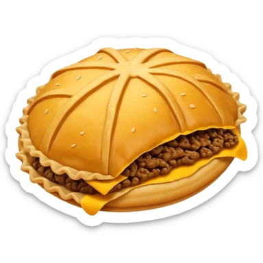 jamaican beef patty emoji (just the beef patty, no person and make it look flakey and iOS-style) just noe patty and make sure it looks flakey and not like a bun and you shouldn't be able to see the inside sticker