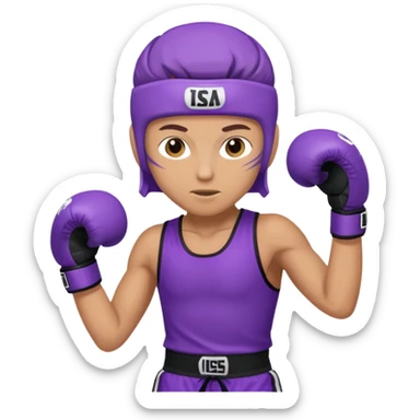 a white person with a purple gear kickboxing sticker