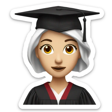 White skin female student with phd graduation hat sticker