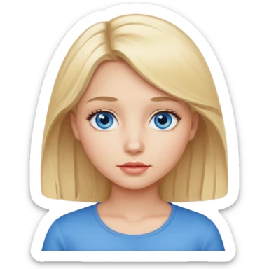 A girl with medium-length blonde hair, blue eyes, small lips.  sticker