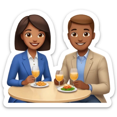 conversación dentro de un restaurant  dos personas sticker