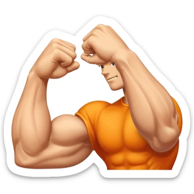 "Create a high-quality, glossy emoji-style illustration of a flexed biceps (💪). Use smooth gradients, rounded shapes, clean vector-style design, soft shadows, and vibrant colors. The result should look like an official modern emoji, crisp and polished." sticker