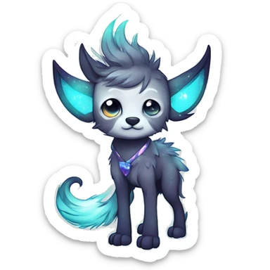 Cool cute Kawaii edgy ethereal futuristic modern epic fantasy animal sparkle fursona Fionbri creature by griffsnuff & LiLaiRa & Falvie full body sticker