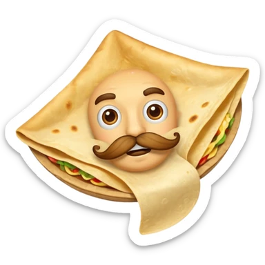 a flying tortillo with a thick mustache sticker