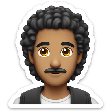 an arab man with curly black hair and a goatie snd mustache teenager sticker