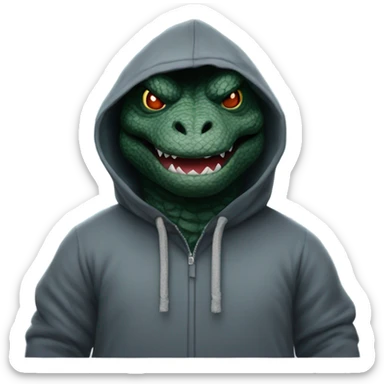 godzilla with a hoodie on sticker