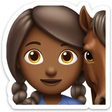 chocolate hair girl with a bay horse sticker