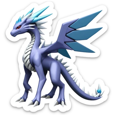 Cyborg-Kyurem-suicune-dialga-hybrid, full body, no wings, wingless, spiky sticker